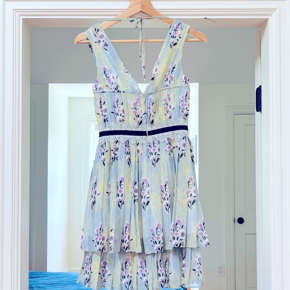 Self-Portrait | Tiered Floral Print Chiffon Mini Dress - Size US 0/UK 4 - Picture 3 of 4